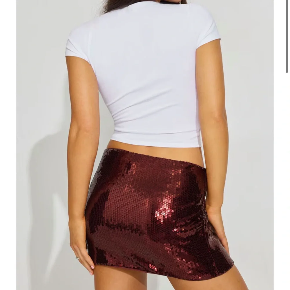 NWT Garage Micro Mini Sequin Skort Burgundy Wine Red Sparkly - Picture 2 of 4